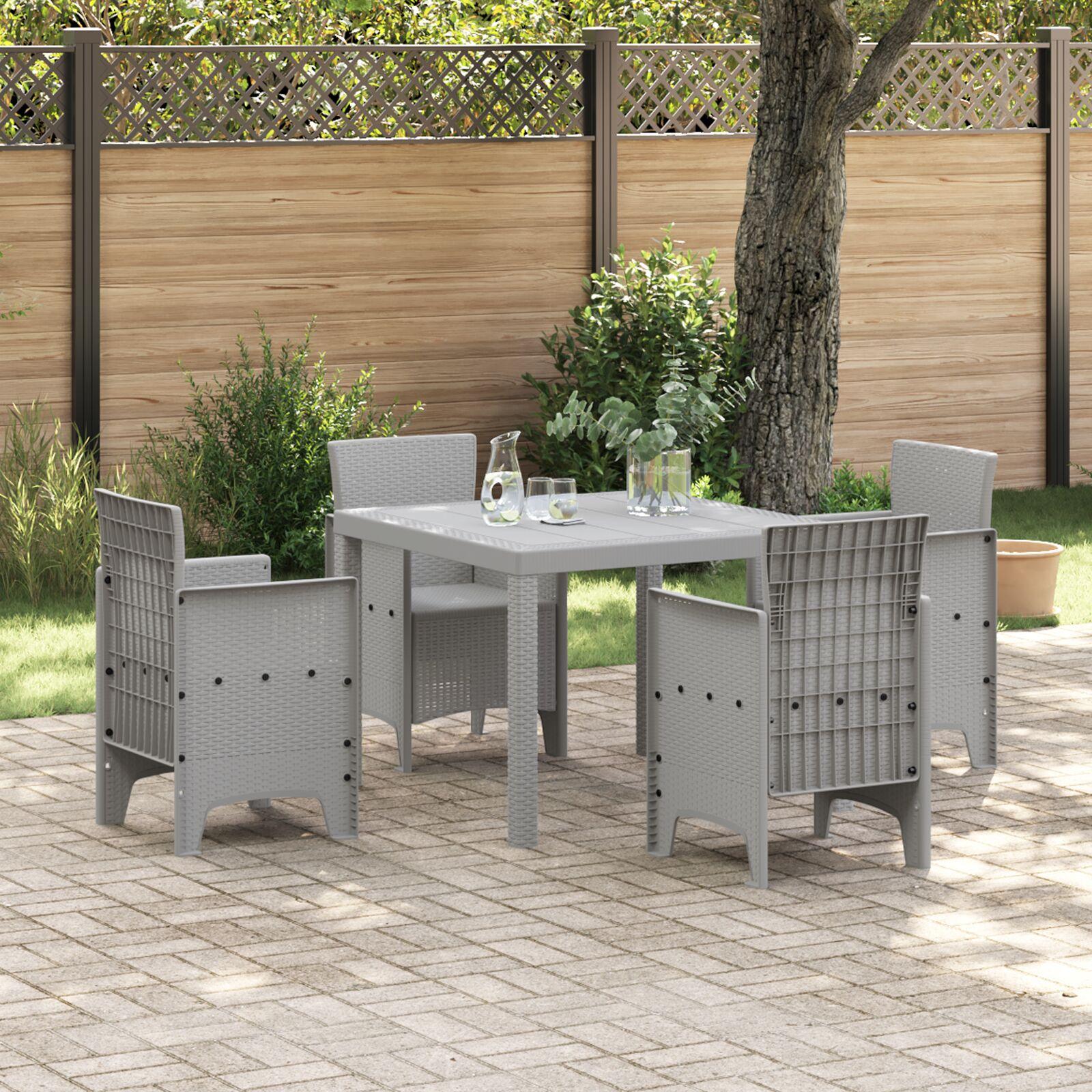 Havebord lysegrå 100 x 100 x 73 cm i polyrattan Havebord lysegrå 100 x 100 x 73 cm i polyrattan