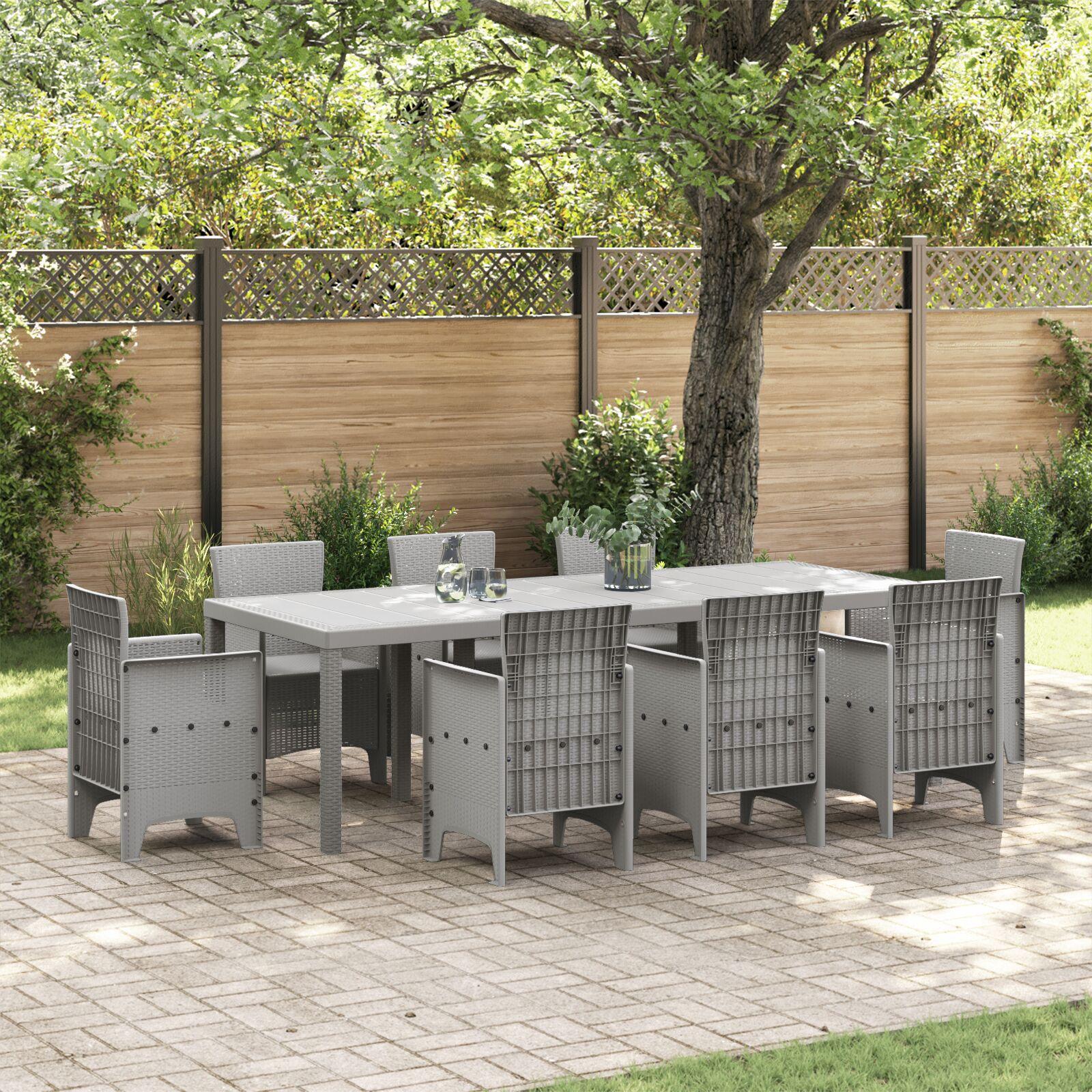 Havebord lysegrå 250 x 100 x 73 cm i polyrattan Havebord lysegrå 250 x 100 x 73 cm i polyrattan