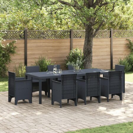 Havemøbel bord i polyrattan - antracit 250 × 100 × 73 cm