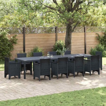 Havemøbel bord i polyrattan - antracit 350 × 100 × 74 cm