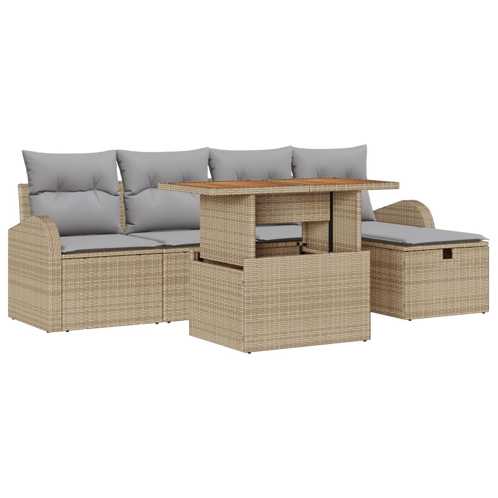 Havesofa sæt 6 stk. i beige polyrattan med havebord Havesofa sæt 6 stk. i beige polyrattan med havebord