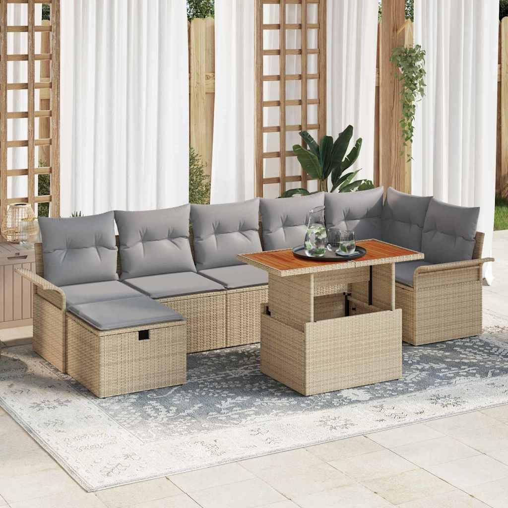 Havesofa sæt 8 stk. i beige polyrattan med bord Havesofa sæt 8 stk. i beige polyrattan med bord