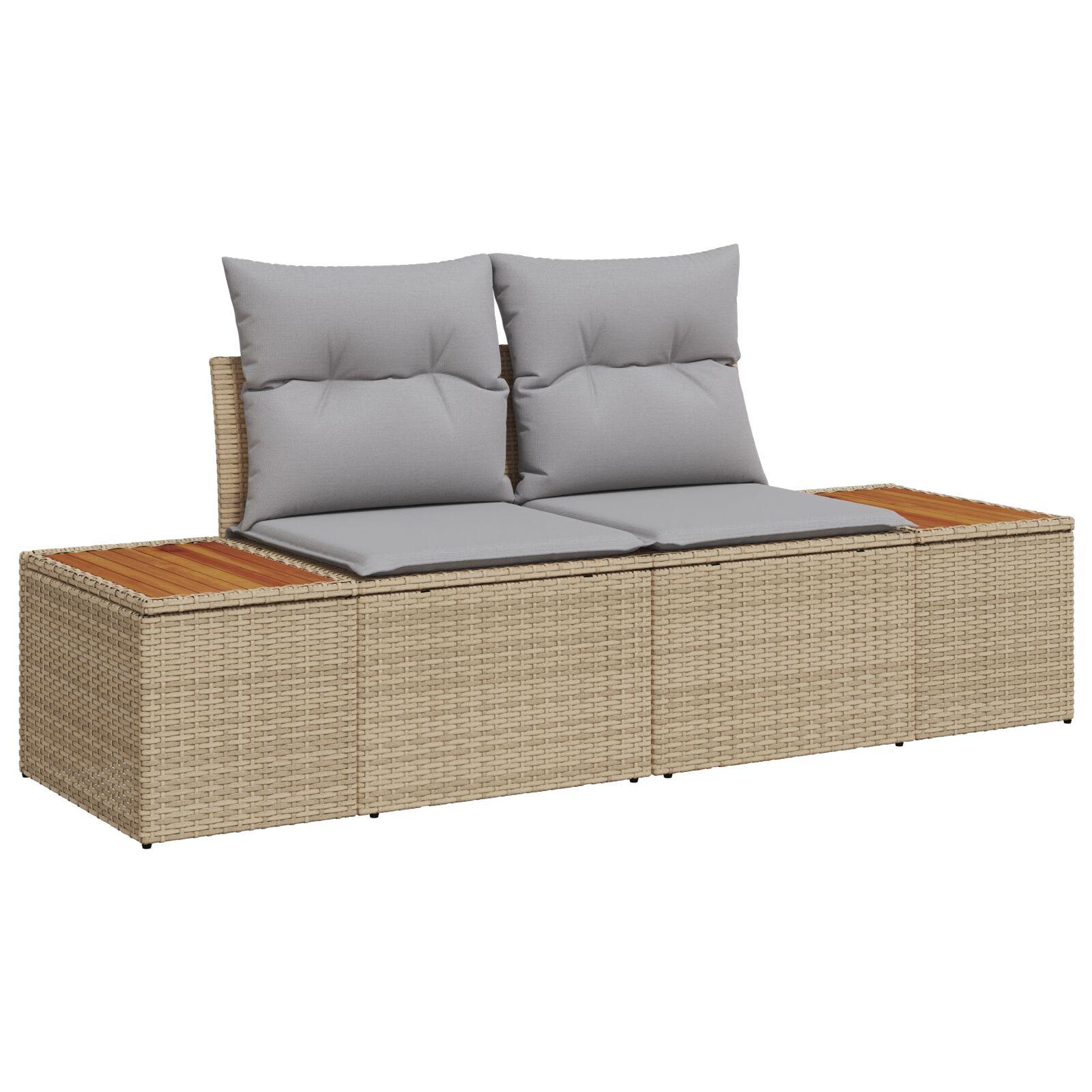 Havesofa sæt 8 stk. i beige polyrattan med højdejusterbart bord Havesofa sæt 8 stk. i beige polyrattan med højdejusterbart bord