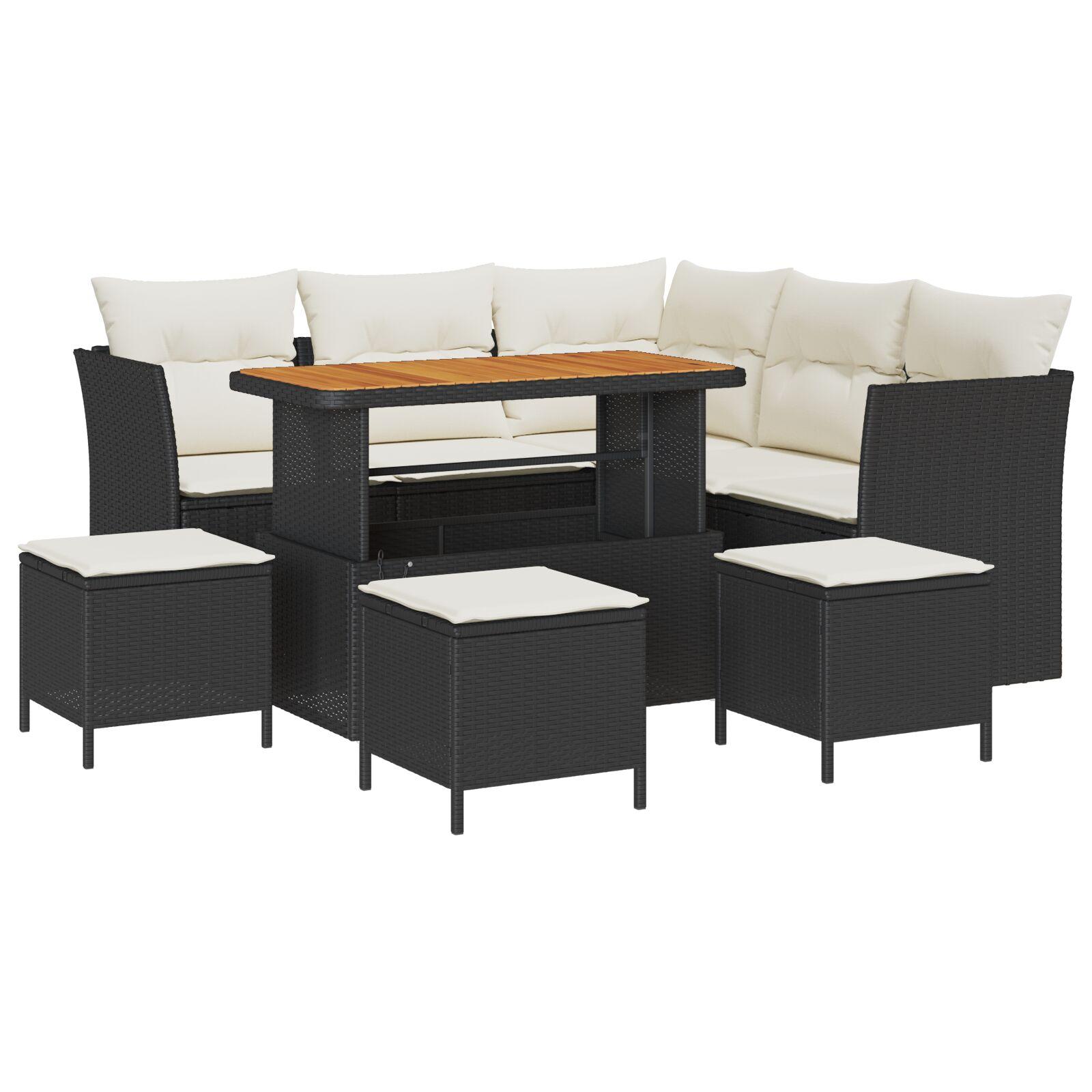 Havesofa sæt 9 dele i sort polyrattan med bord Havesofa sæt 9 dele i sort polyrattan med bord