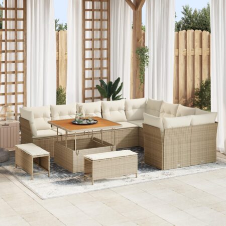 Havesofa sæt i beige polyrattan med bord