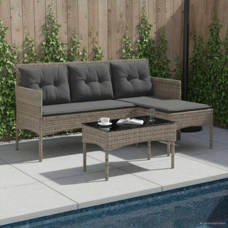 Havesofa sæt i polyrattan 2 stk. L-formet havemøbelsæt med bord