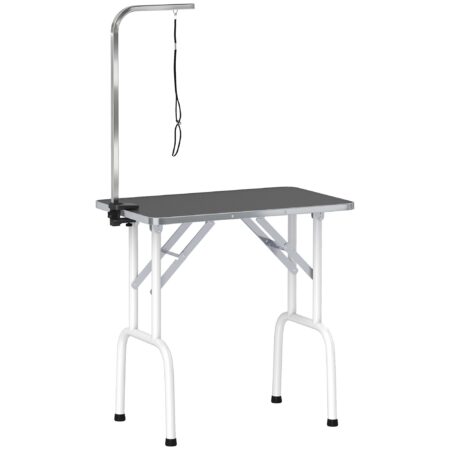 Hundetrimmebord med slynge, foldbart, stålben, skridsikker bordplade, 81x48,5x80 cm, sort