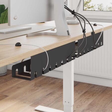 Kabelbakke til under skrivebord 2 stk. sort 43 x 10 x 10 cm stål