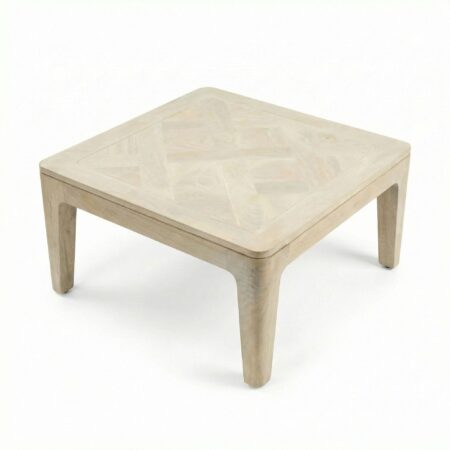 Kvadratisk sofabord i massivt mangotræ - 60 x 60 cm - White Wash