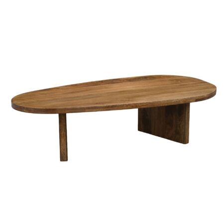 Ovalt Sofabord 120 cm i Massivt Mangotræ - Håndlavet Designbord med Afrundede Former