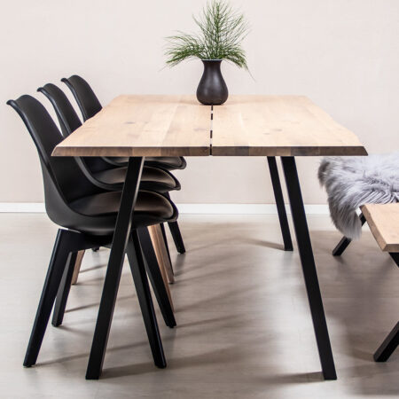 Plankebord i massiv eg | Model Curve Med B4 stel | 240x95 cm / Natur Olie