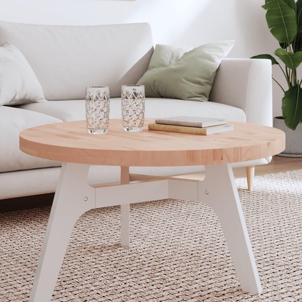 Rund bordplade Ø80 x 4 cm i massivt bøgetræ - ubehandlet Rund bordplade Ø80 x 4 cm i massivt bøgetræ - ubehandlet