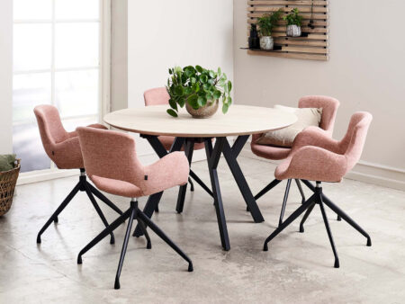 Rundt Spisebord i Massiv Eg | Model Miami med Udtræk | Ø128 / 2 Tillægsplader / Vintage Olie