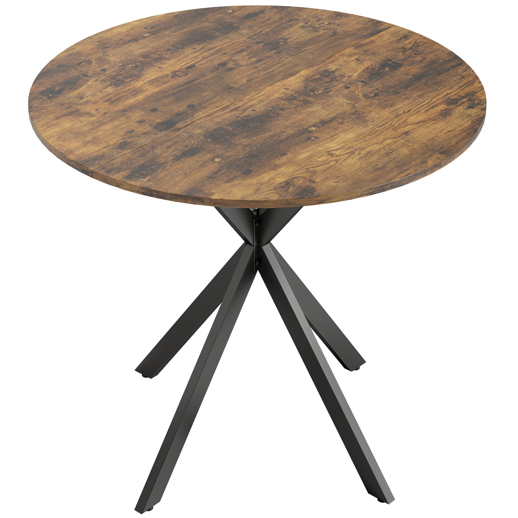 Rundt køkkenbord, 80 cm, kompakt bordplade, spånplade, metal, rustik brun Rundt køkkenbord, 80 cm, kompakt bordplade, spånplade, metal, rustik brun