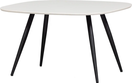Rundt spisebord Tablo WOOOD Ø130 FSC-eg mat hvid bordplade, mat sort metalben