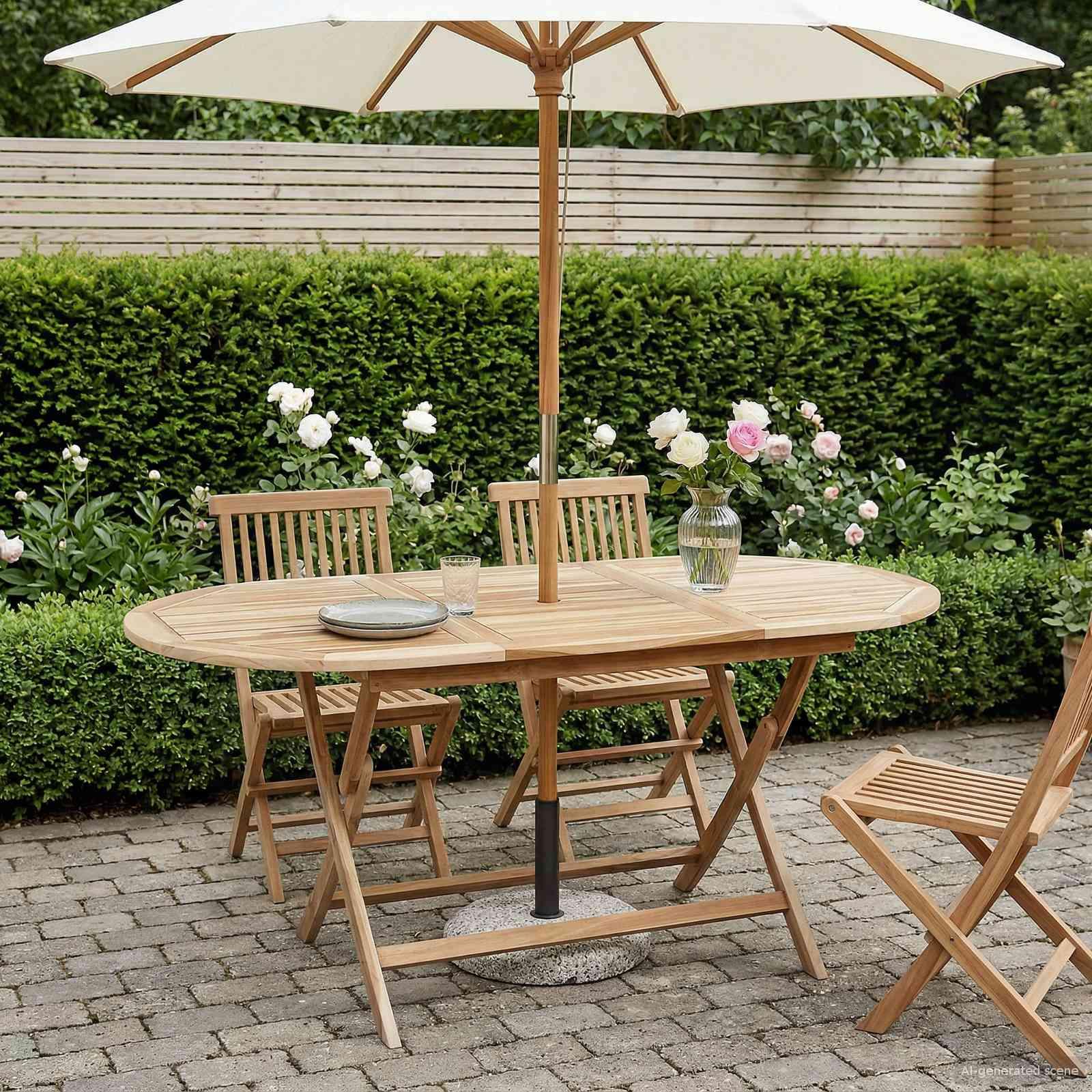 Sammenklappeligt havebord i massiv teak naturfarvet 160 x 80 x 76 cm Sammenklappeligt havebord i massiv teak naturfarvet 160 x 80 x 76 cm