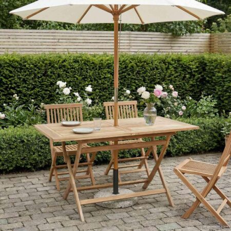 Sammenklappeligt havebord i teak naturfarvet 120 x 70 x 75,5 cm