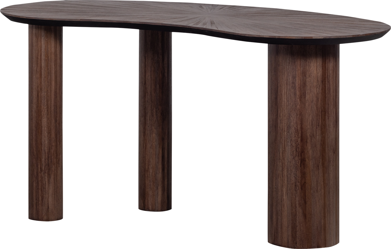 Sidebord WOOOD Sun i teak, mørkebrun/let rødlig, 150x62x76 cm organisk konsol- og skrivebord Sidebord WOOOD Sun i teak, mørkebrun/let rødlig, 150x62x76 cm organisk konsol- og skrivebord