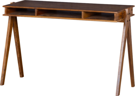 Skrivebord WOOOD Collection i akacietræ, naturlig træfinish, 120x50 cm, 3 åbne rum
