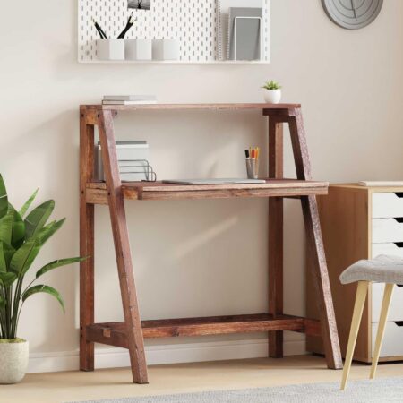Skrivebord i brun solid genbrugstræ - 90 × 50 × 103 cm