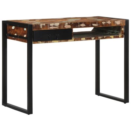 Skrivebord i massivt genbrugstræ - 100 x 50 x 75 cm, flerfarvet