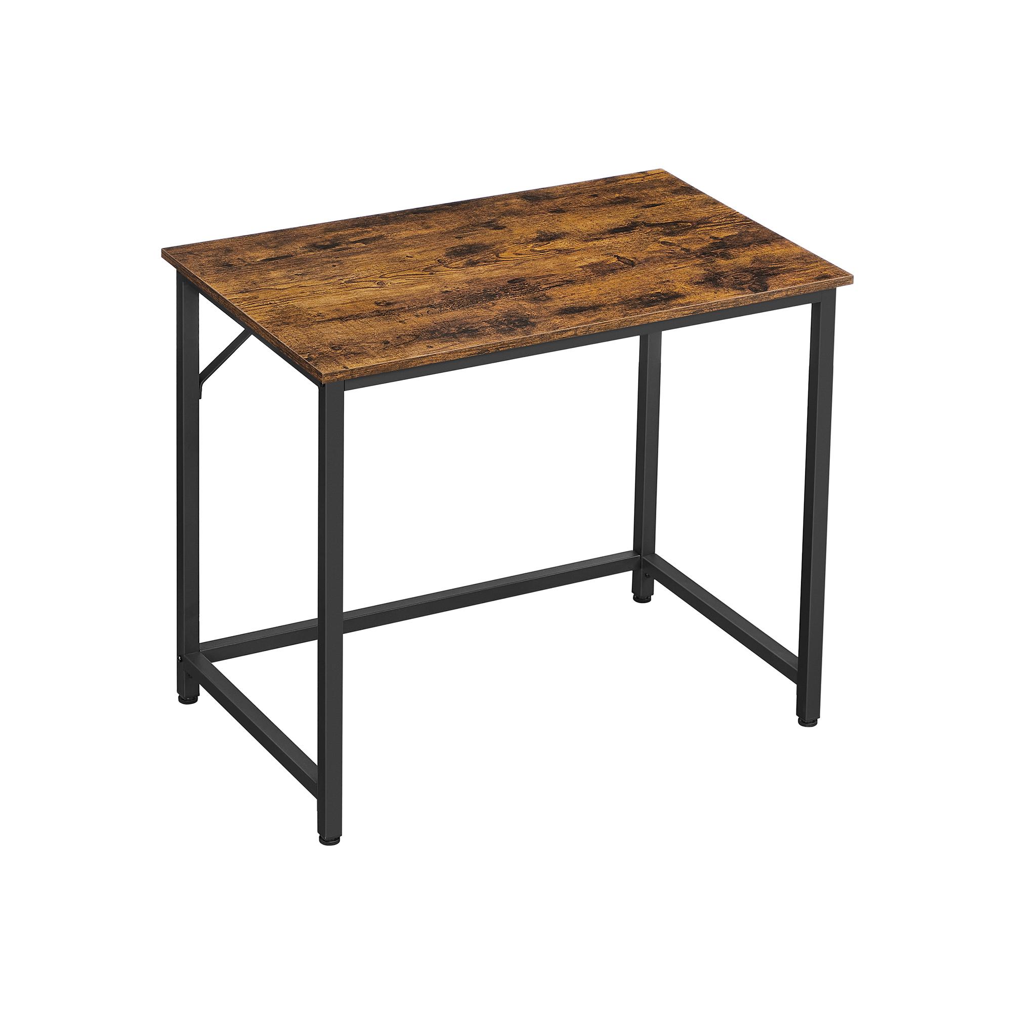 Skrivebord lille computerbord i industriel stil, 80 × 50 × 75 cm, rustik brun/sort Skrivebord lille computerbord i industriel stil, 80 × 50 × 75 cm, rustik brun/sort
