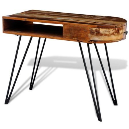 Skrivebord med jernben i genbrugstræ - 97 × 45 × 76 cm