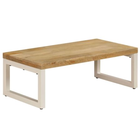 Sofabord 100 × 50 × 35 cm i massivt mangotræ med stålben