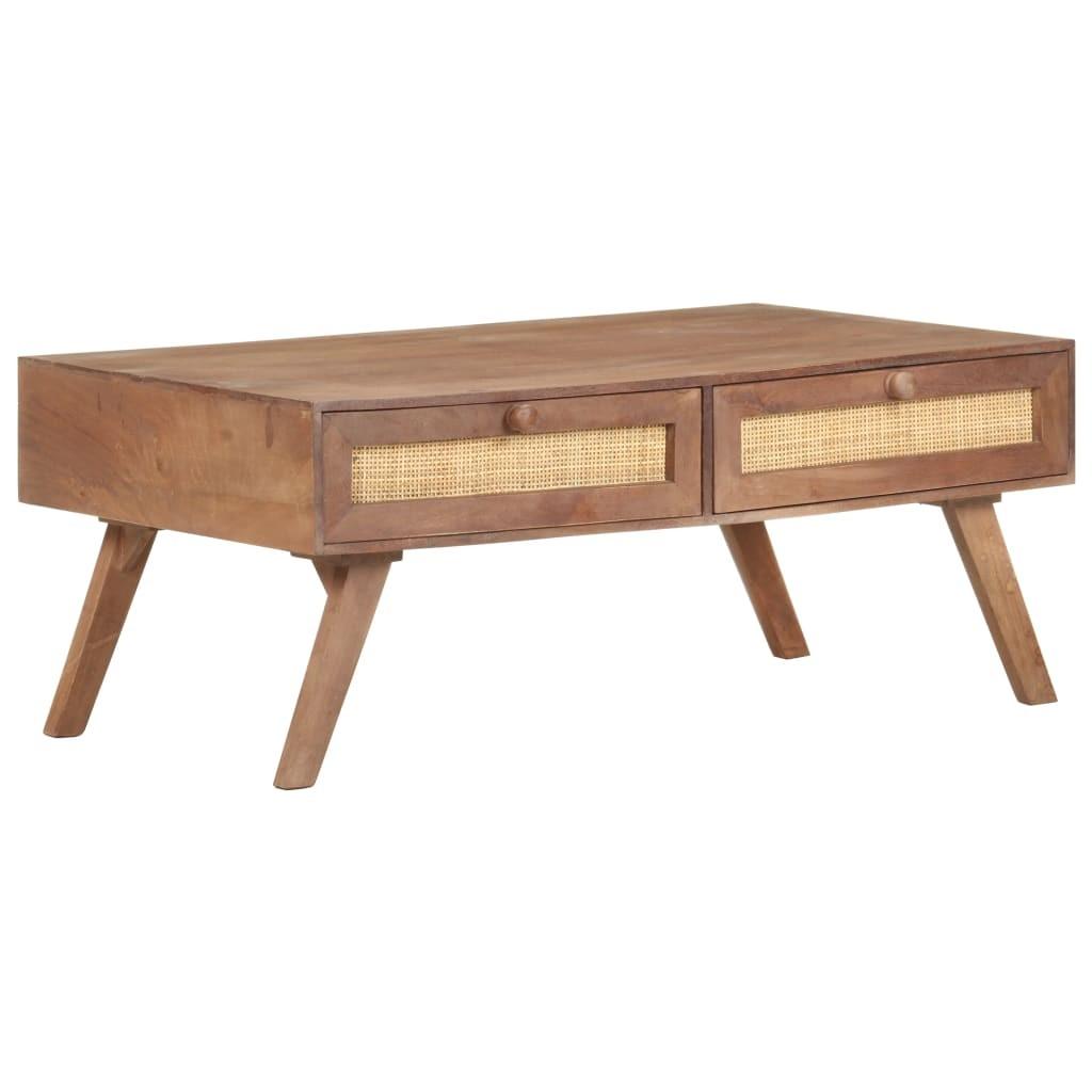 Sofabord 100×60×40 cm i massivt mangotræ med 2 skuffer Sofabord 100×60×40 cm i massivt mangotræ med 2 skuffer