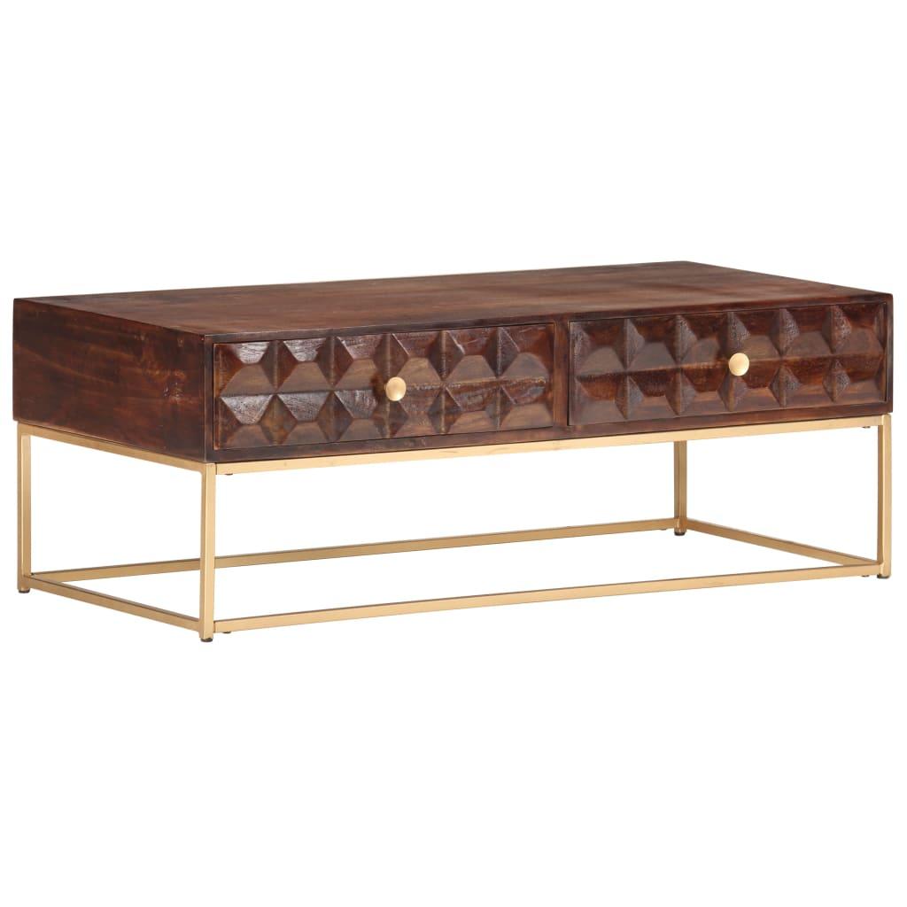Sofabord 112×50×40 cm i massivt mangotræ med 2 skuffer Sofabord 112×50×40 cm i massivt mangotræ med 2 skuffer