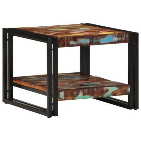 Sofabord 50 × 50 × 38 cm i massivt genbrugstræ - flerfarvet