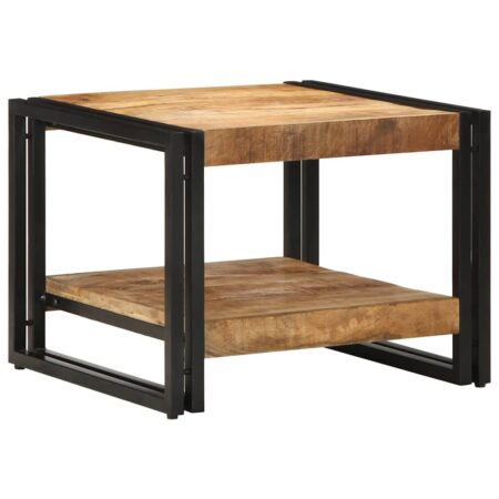 Sofabord 50 × 50 × 38 cm i massivt ru mangotræ med jernstel