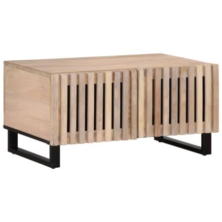Sofabord 80 × 51 × 40 cm i massivt mangotræ - hvid