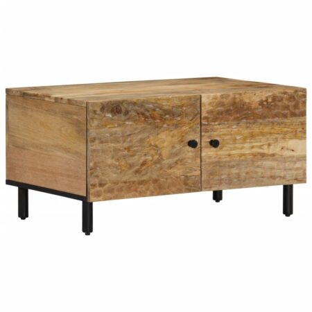 Sofabord 80×50×40 cm i massivt mangotræ med opbevaring