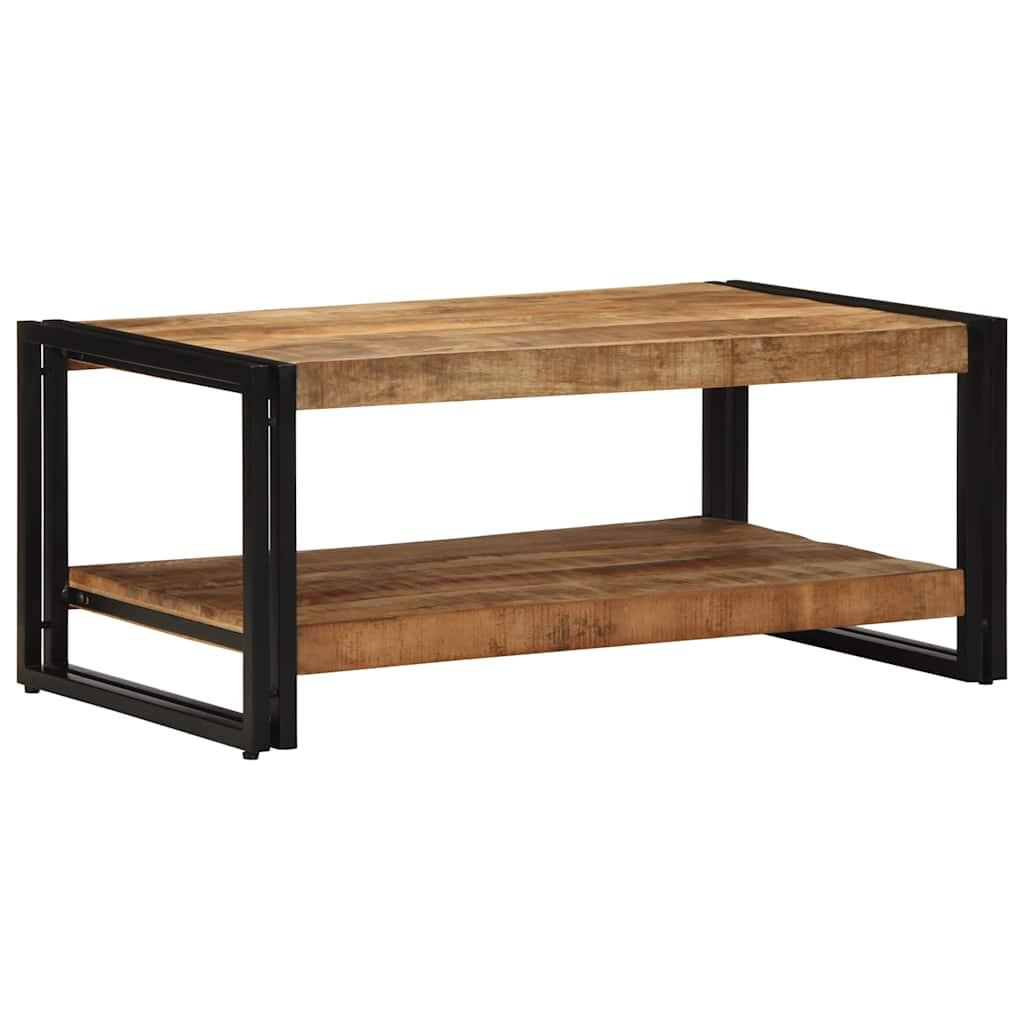Sofabord 90×50×38 cm i massivt ru mangotræ med jernstel Sofabord 90×50×38 cm i massivt ru mangotræ med jernstel