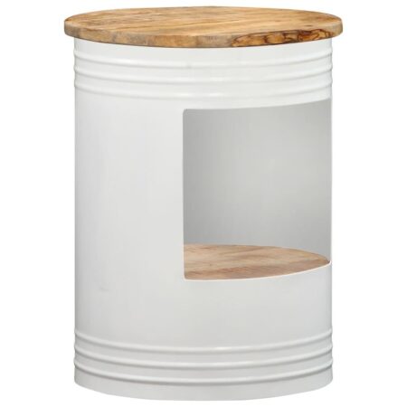 Sofabord Ø43 × 55 cm i massivt mangotræ - natur/hvid
