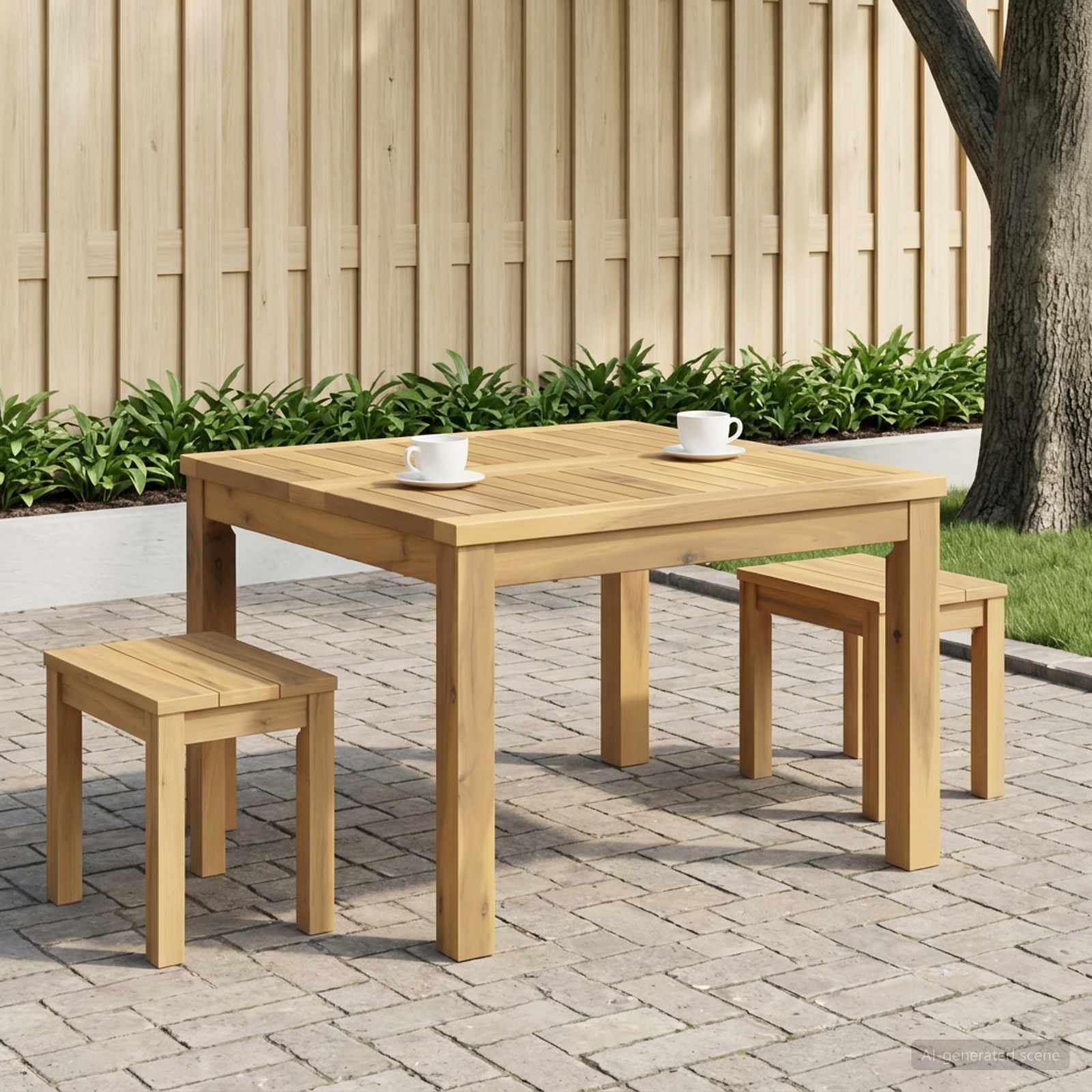 Sofabord hvid 60 x 60,5 x 36 cm i massivt akacietræ Sofabord hvid 60 x 60,5 x 36 cm i massivt akacietræ