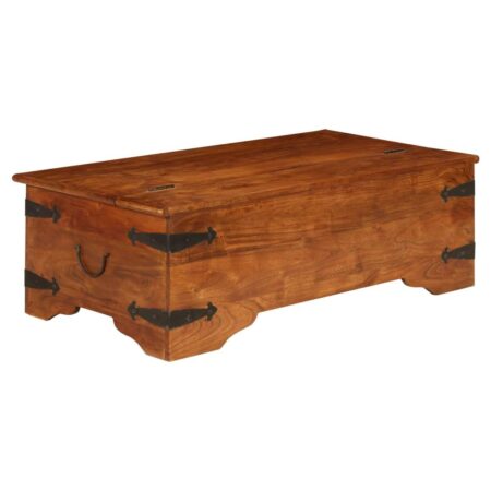 Sofabord i massivt akacietræ 110 × 55 × 35 cm - honningfinish, opklappelig bordplade
