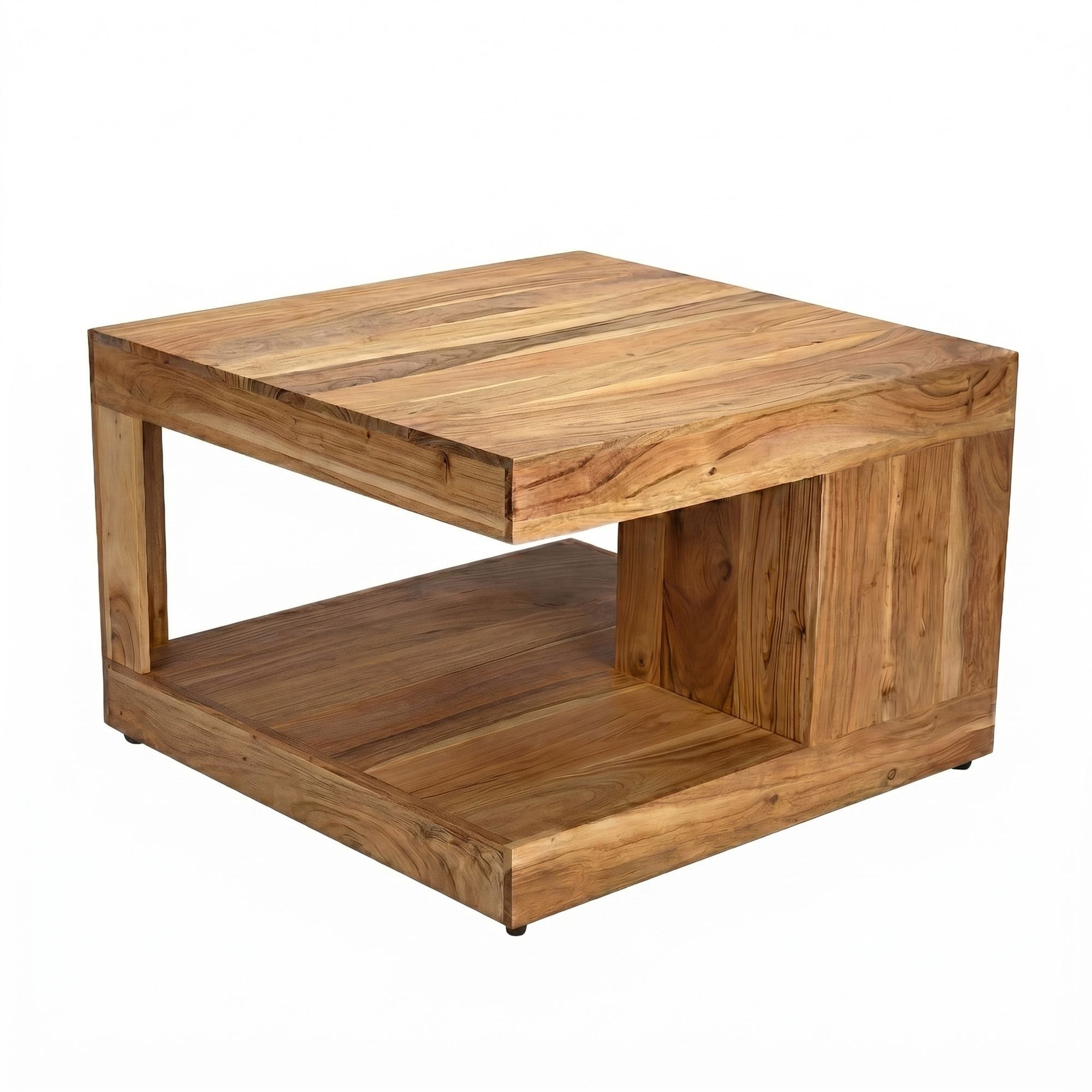Sofabord i massivt akacietræ med hylde - 60 x 60 cm - Håndlavet Sofabord i massivt akacietræ med hylde - 60 x 60 cm - Håndlavet
