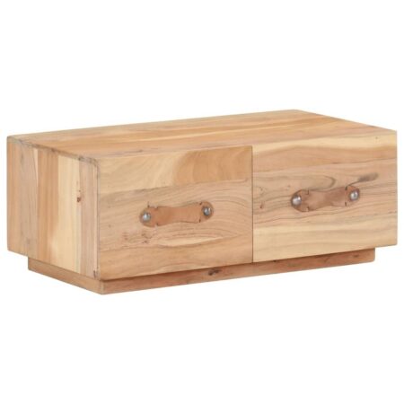Sofabord i massivt genbrugstræ - 90 × 50 × 35 cm med 2 skuffer