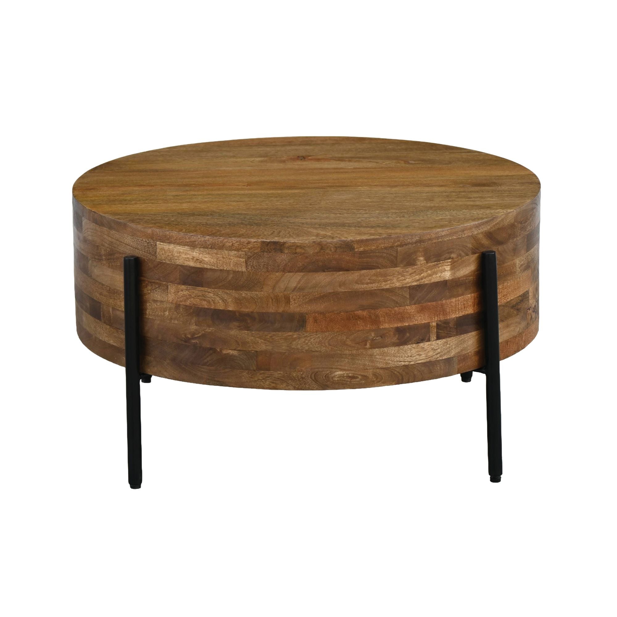 Sofabord i massivt mangotræ 70 cm - rundt sofabord til stuen - moderne træbord - håndlavet designbord og sidebord Sofabord i massivt mangotræ 70 cm - rundt sofabord til stuen - moderne træbord - håndlavet designbord og sidebord