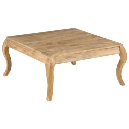 Sofabord i massivt mangotræ 80 x 80 x 40 cm med hvidvasket finish