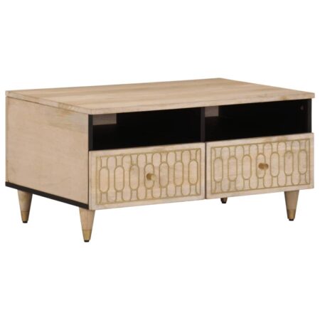 Sofabord i massivt mangotræ 80 × 54 × 40 cm - med opbevaring