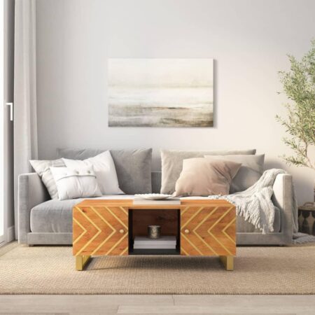 Sofabord i massivt mangotræ - brun/sort 100 × 54 × 40 cm