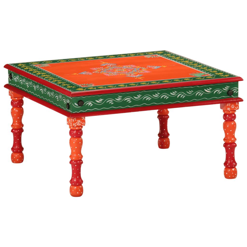 Sofabord i massivt mangotræ - håndmalet, orange 54×54 cm Sofabord i massivt mangotræ - håndmalet, orange 54×54 cm
