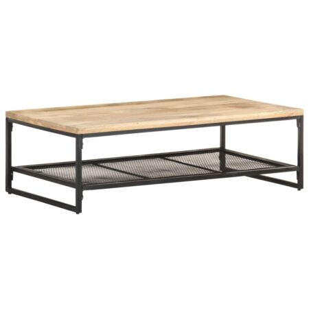 Sofabord i massivt mangotræ med hylde - 110 × 60 × 35 cm