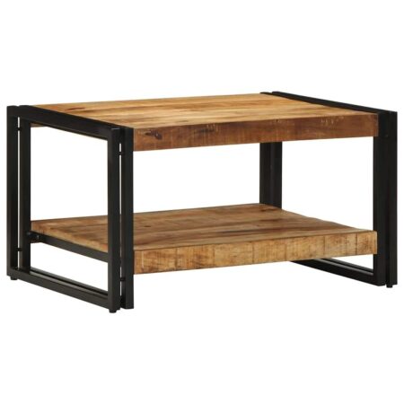 Sofabord i massivt ru mangotræ med jernstel - 70 × 50 × 38 cm