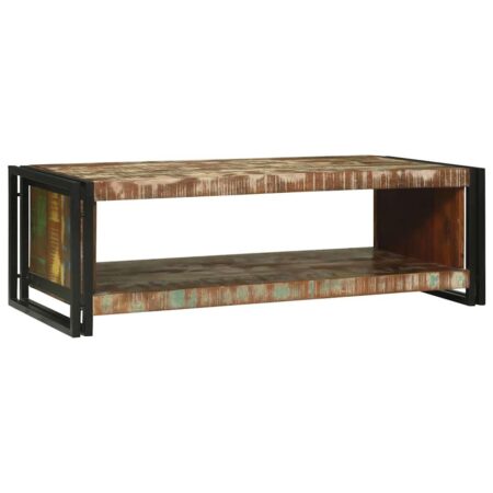 Sofabord i solid genbrugstræ - flerfarvet, 120 × 50 × 38 cm