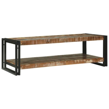 Sofabord i solid genbrugstræ - flerfarvet, 120 × 50 × 38 cm med hylde