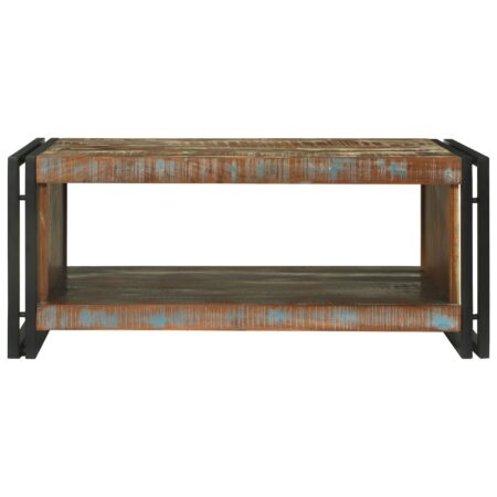 Sofabord i solidt genbrugstræ - flerfarvet, 90 × 50 × 38 cm